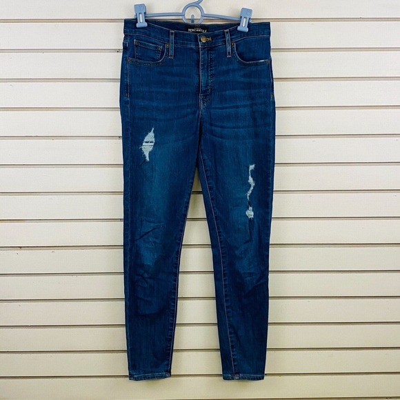 Womens 28 J.Crew Mercantile Jeans Skinny Distressed Medium Wash Stretch Denim - Picture 1 of 7